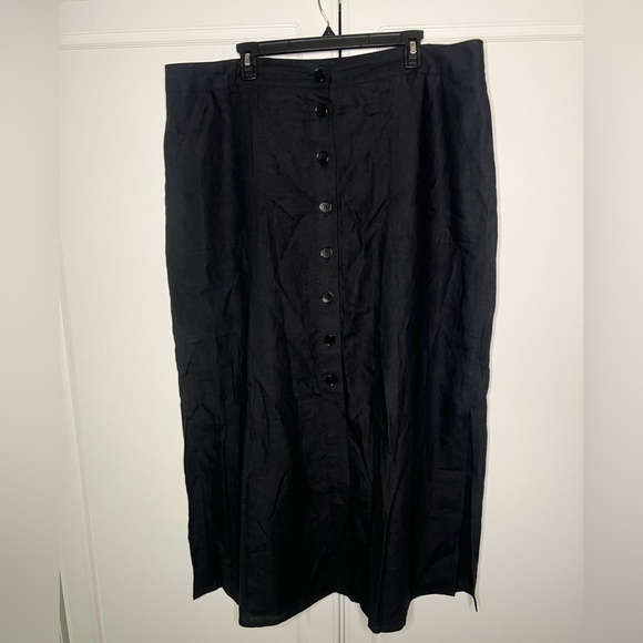 Talbots 100% Linen Button Front Midi Skirt - Picture 1 of 10
